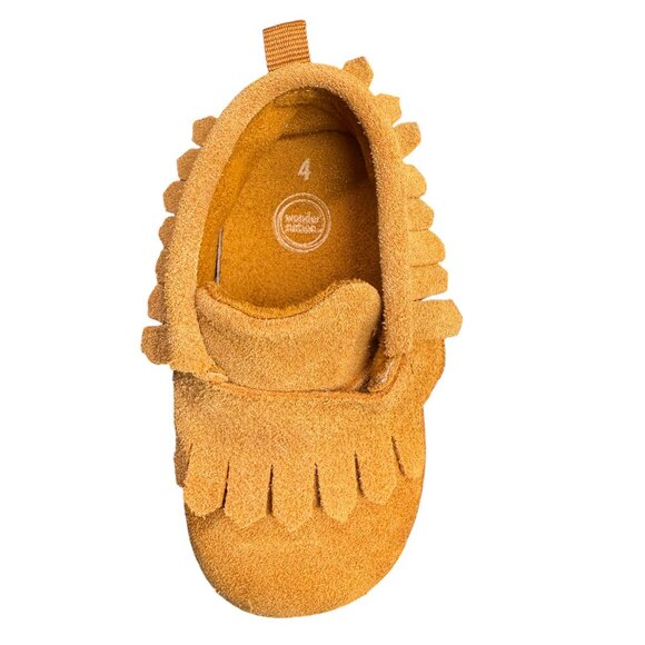 Baby’s Tan Genuine Leather Moccasins- Size 4 - Picture 3 of 9